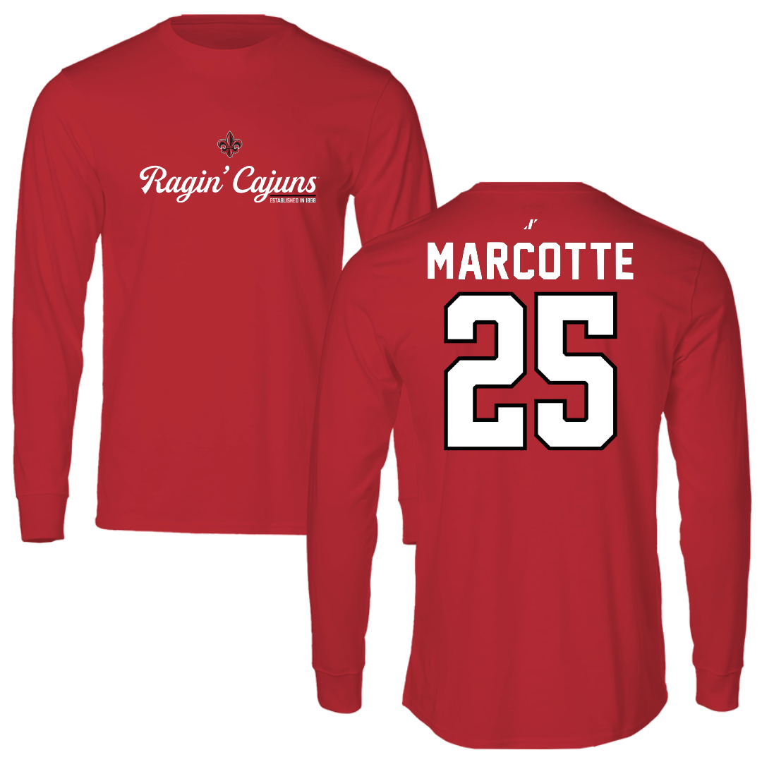 University of Louisiana at Lafayette Baseball Red General Long Sleeve - #25 Riley Marcotte