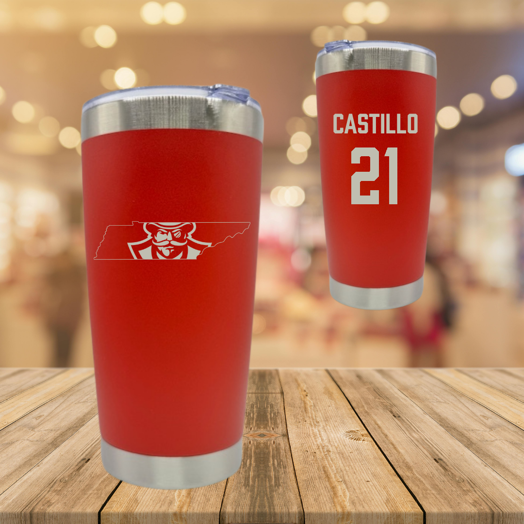 Austin Peay State University Softball Red Stainless Steel Tumbler - #21 Jade Castillo