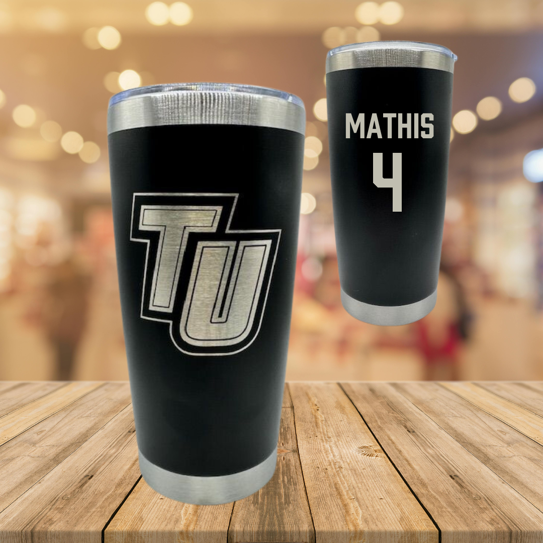 Tusculum University Volleyball (M) Black Stainless Steel Tumbler - #4 Reef Mathis