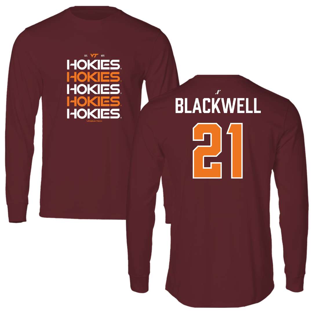 Virginia Tech Softball Maroon General Performance Long Sleeve - #21 Lyla Blackwell