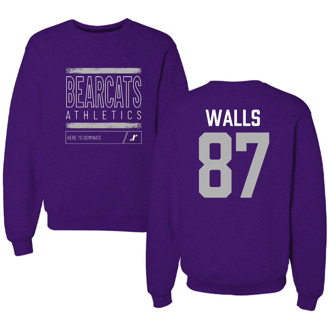 Southwest Baptist University Football Purple Dominate Crewneck - #87 Gabriel Walls