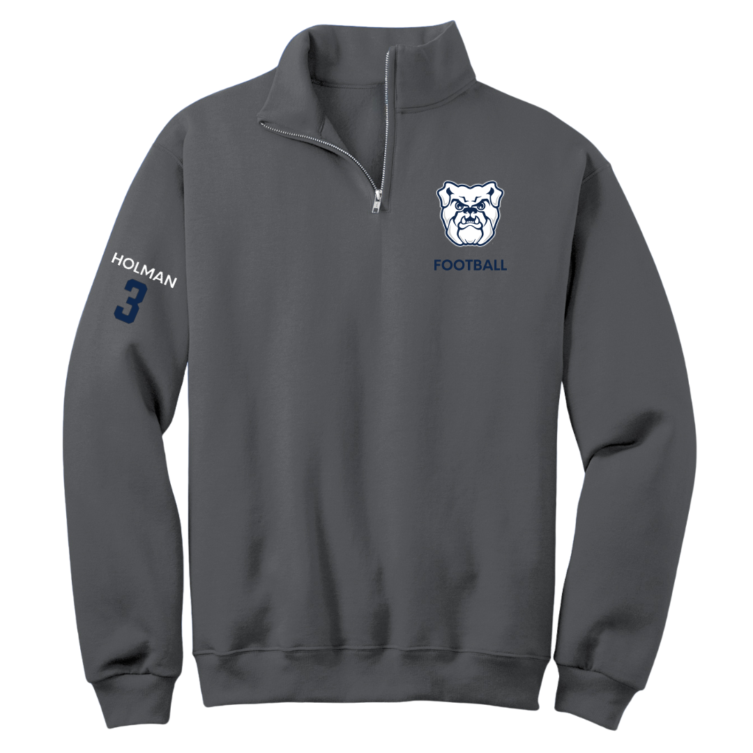 Butler University Football Dark Gray Quarter-Zip - #3 Dev Holman