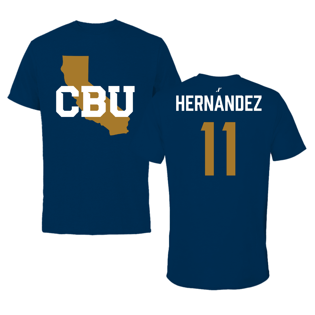 California Baptist University Water Polo (M) Navy State Tee - #11 Paulo Hernandez