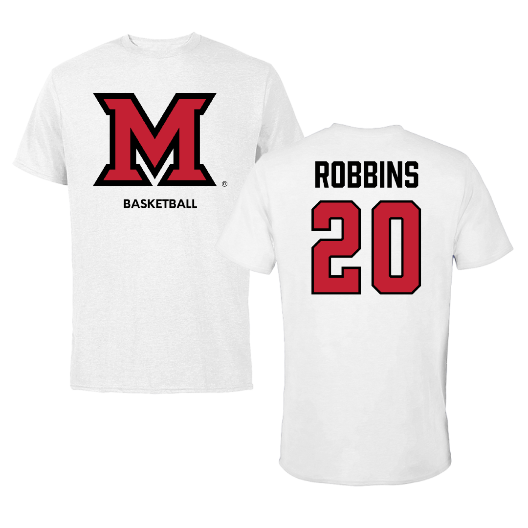 Miami University (Ohio) Basketball (M) White Tee - #20 Tyler Robbins