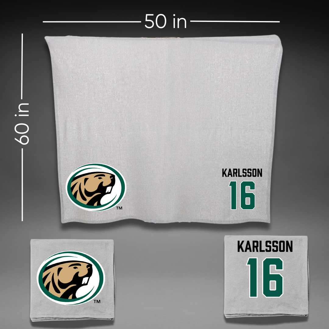 Bemidji State University Ice Hockey (M) Gray Blanket - #16 Oscar Karlsson