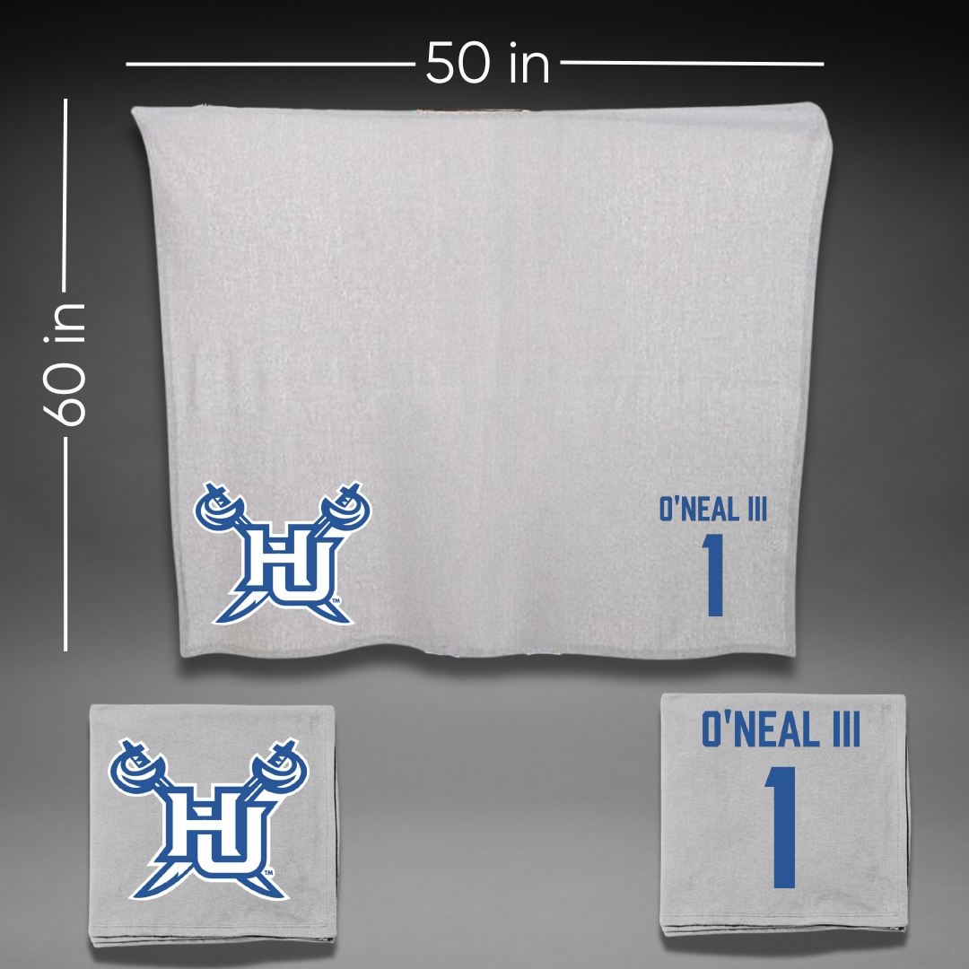 Hampton University Football Gray Blanket - #1 Harold O'Neal III