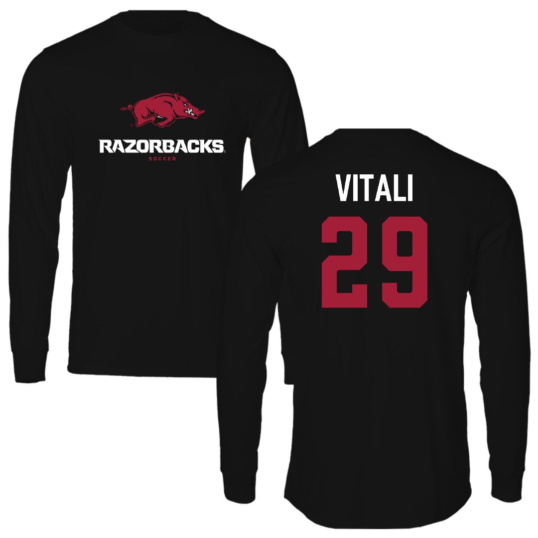 University of Arkansas Soccer Black Long Sleeve - #29 Evie Vitali