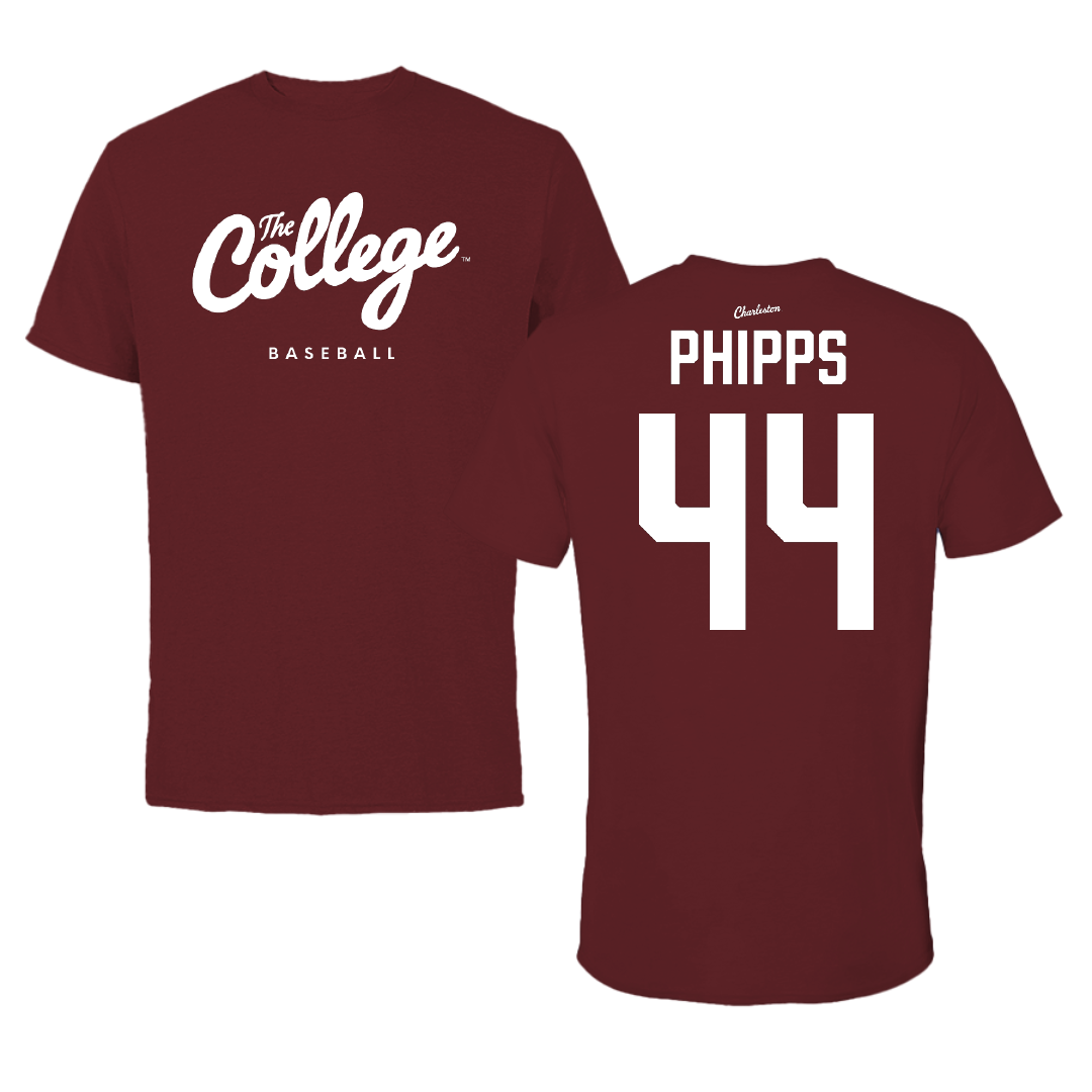 College of Charleston (South Carolina) Baseball Maroon Tee - #44 Hunter Phipps