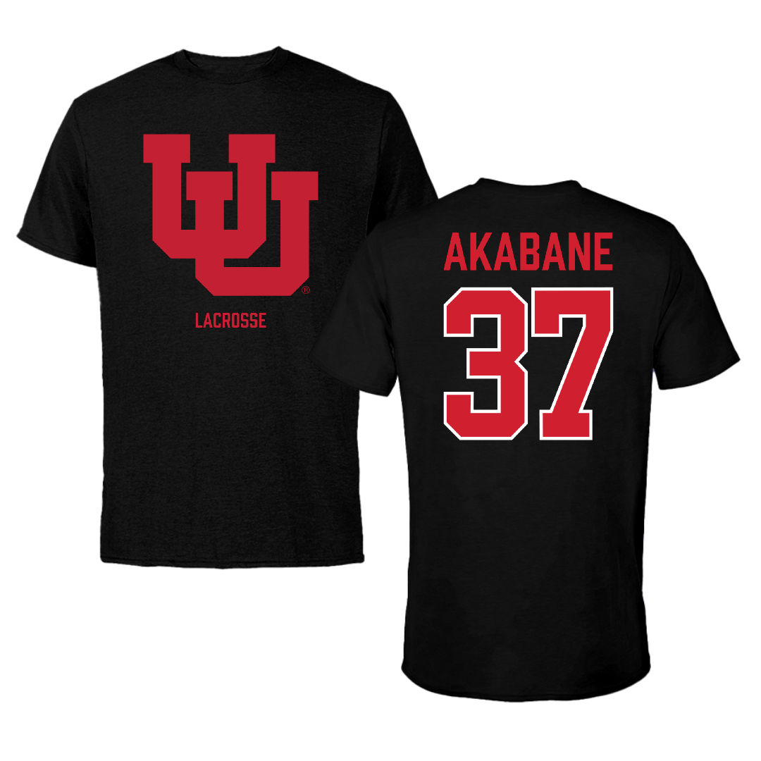 University of Utah Lacrosse (M) Black Performance Tee - #37 Trey Akabane