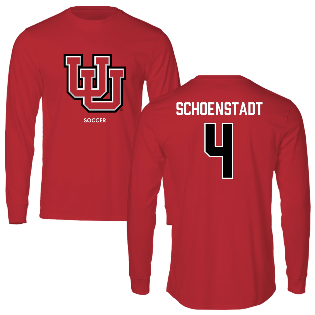 University of Utah Soccer (W) Red Block Performance Long Sleeve - #4 Alex Schoenstadt