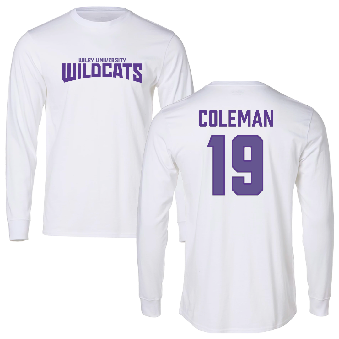 Wiley University Softball White Classic Long Sleeve - #19 Adriauna Coleman