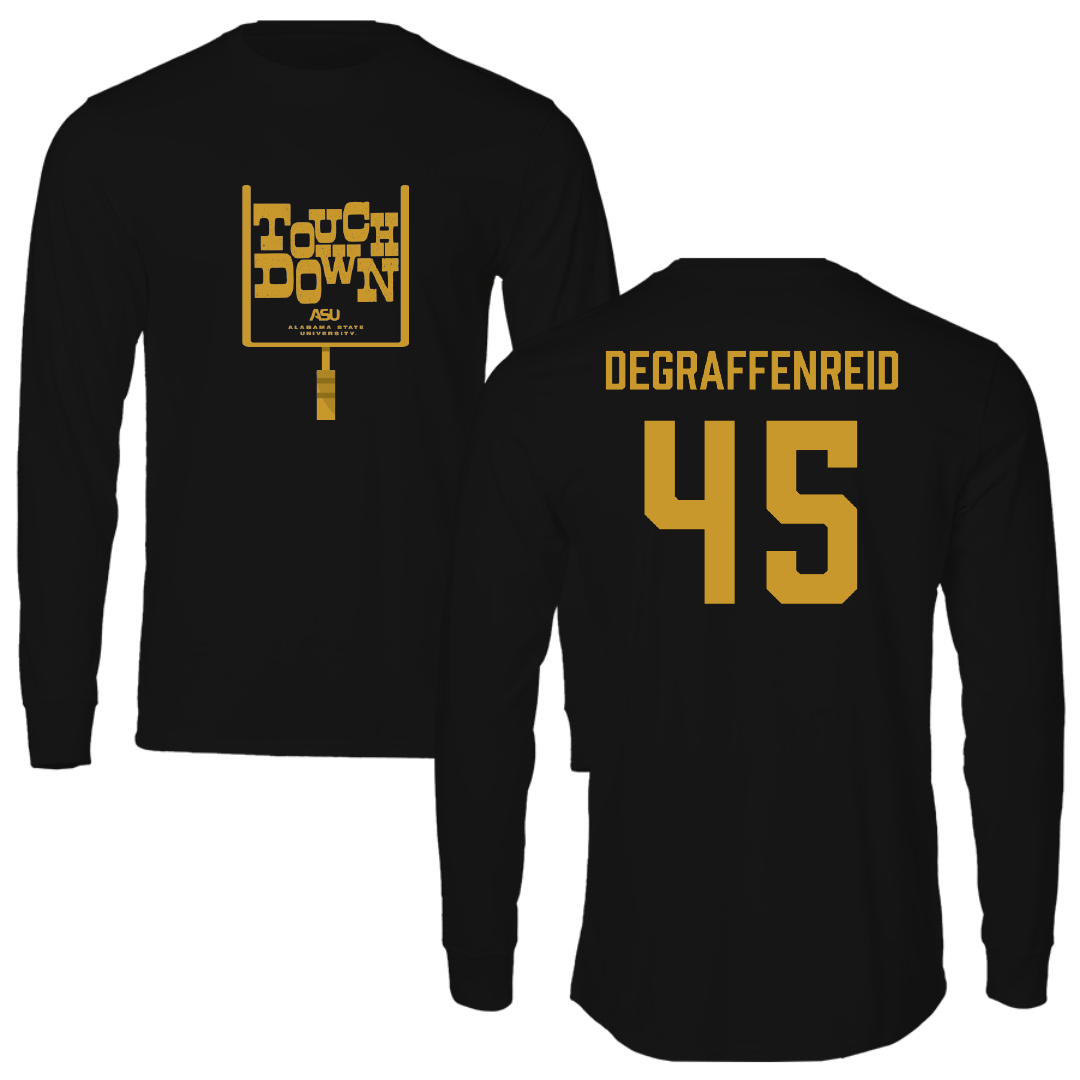 Alabama State University Football Black Touchdown Performance Long Sleeve - #45 Grant DeGraffenreid