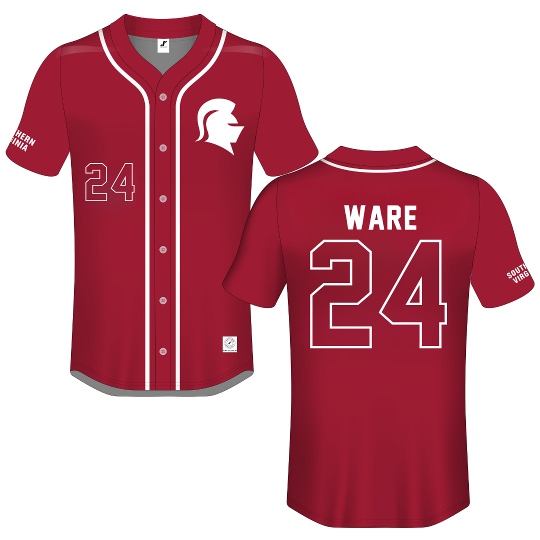 Southern Virginia University Red Button-Down Jersey - #24 Taelor Ware