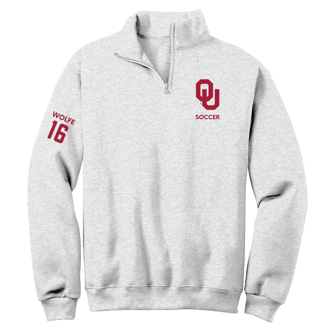 University of Oklahoma Soccer (W) Light Gray Quarter-Zip - #16 Dani Wolfe