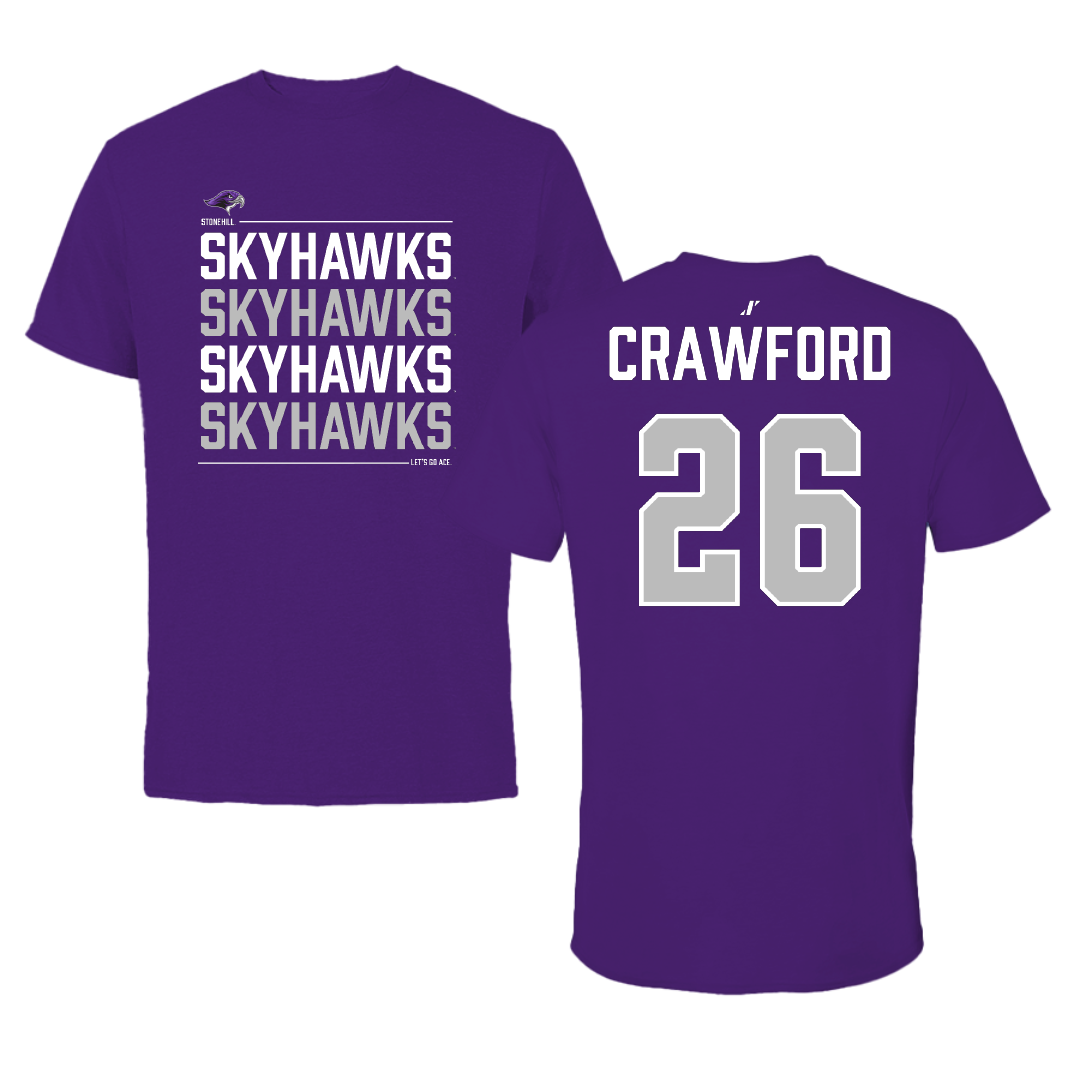 Stonehill College Football Purple General Performance Tee - #26 Marcus Crawford