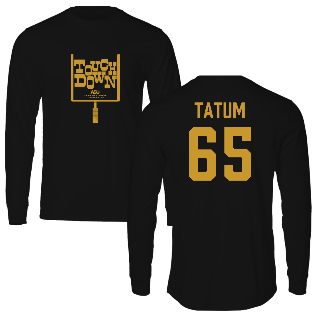 Alabama State University Football Black Touchdown Long Sleeve - #65 Jvyon Tatum