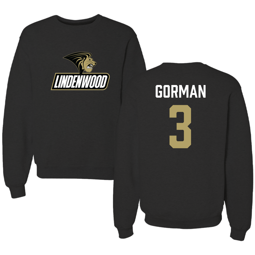 Lindenwood University Lacrosse (W) Black Crewneck - #3 Nicole Gorman