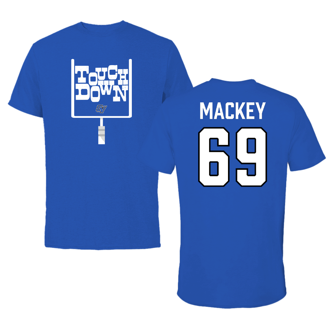 Grand Valley State University Football Blue Touchdown Performance Tee - #69 Cannon Mackey