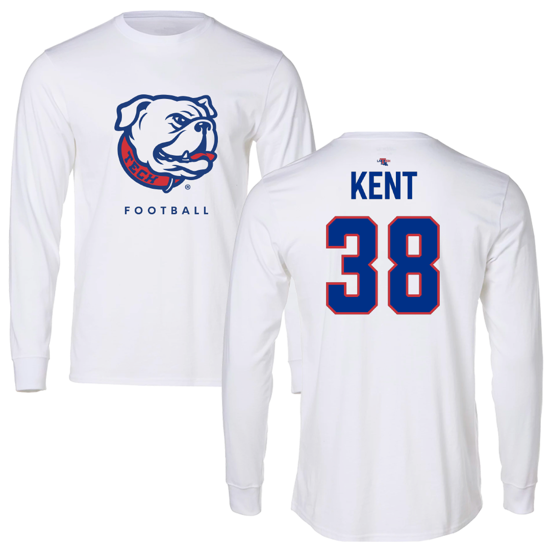 Louisiana Tech University Football White Long Sleeve - #38 Kaegan Kent