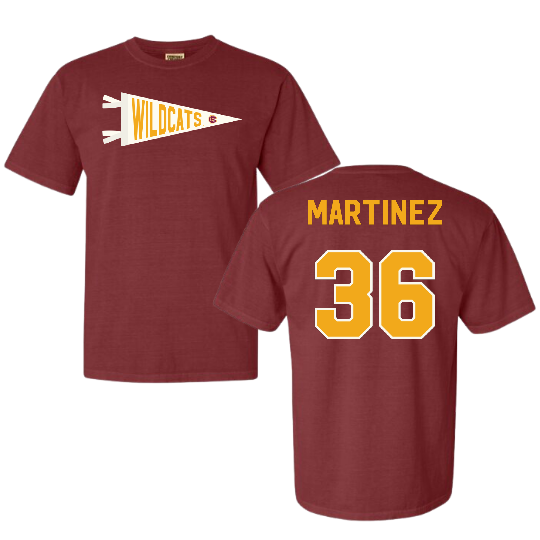 Bethune-Cookman University Baseball Maroon Pennant Comfort Colors Tee - #36 Andrey Martinez