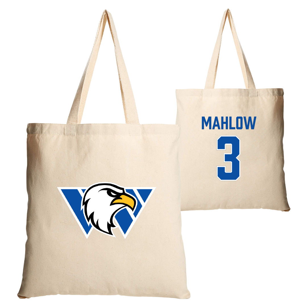 Williams Baptist University Soccer Tan Canvas Tote Bag - #3 Lucas Mahlow