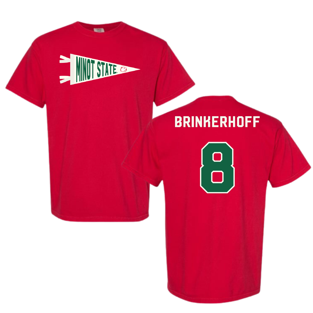 Minot State University Softball Red Pennant Comfort Colors Tee - #8 Navi Brinkerhoff