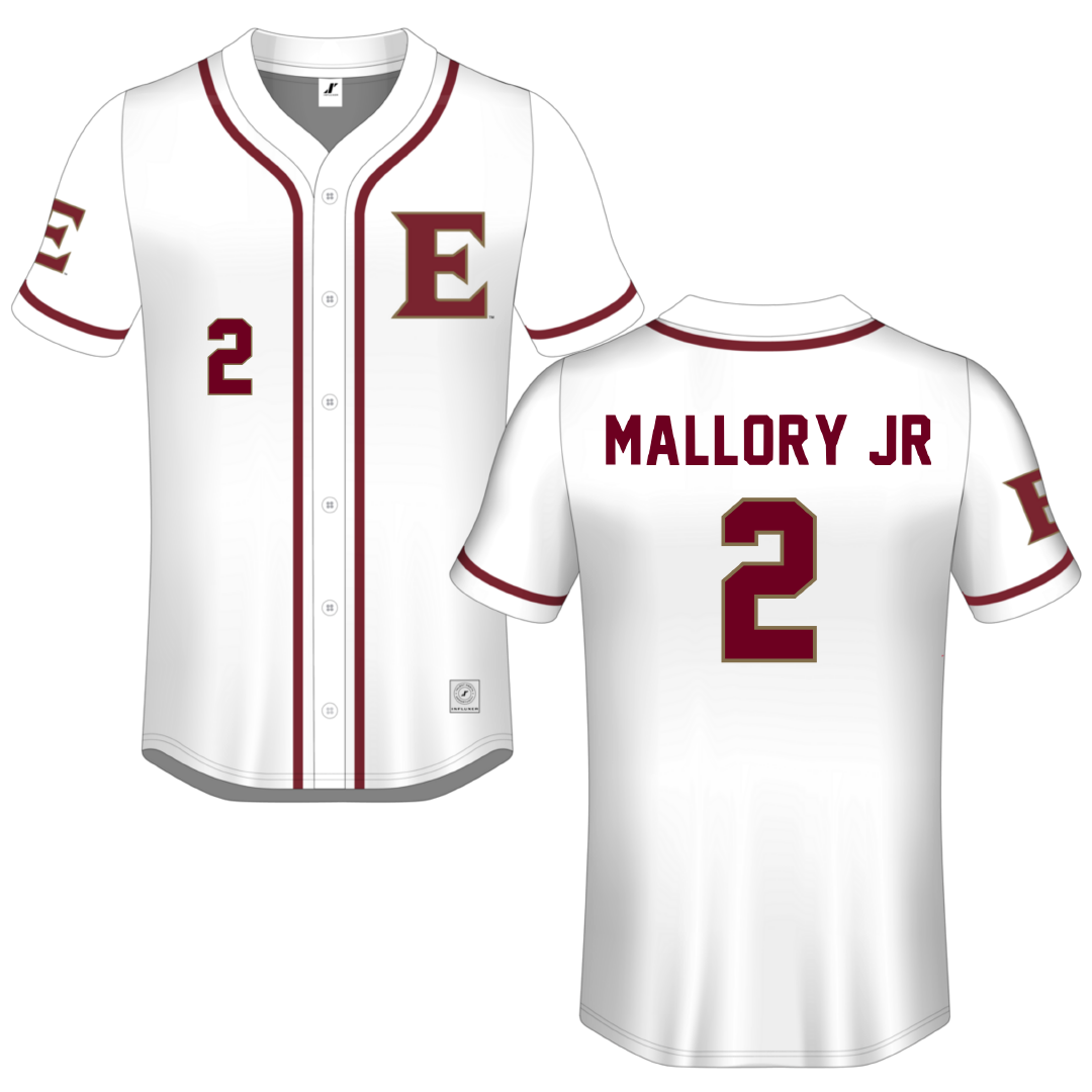 Elon University White Button-Down Jersey - #2 Kenny Mallory Jr