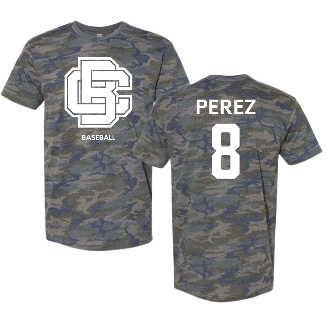 Bethune-Cookman University Baseball Vintage Camo Tee - #8 Frank Perez