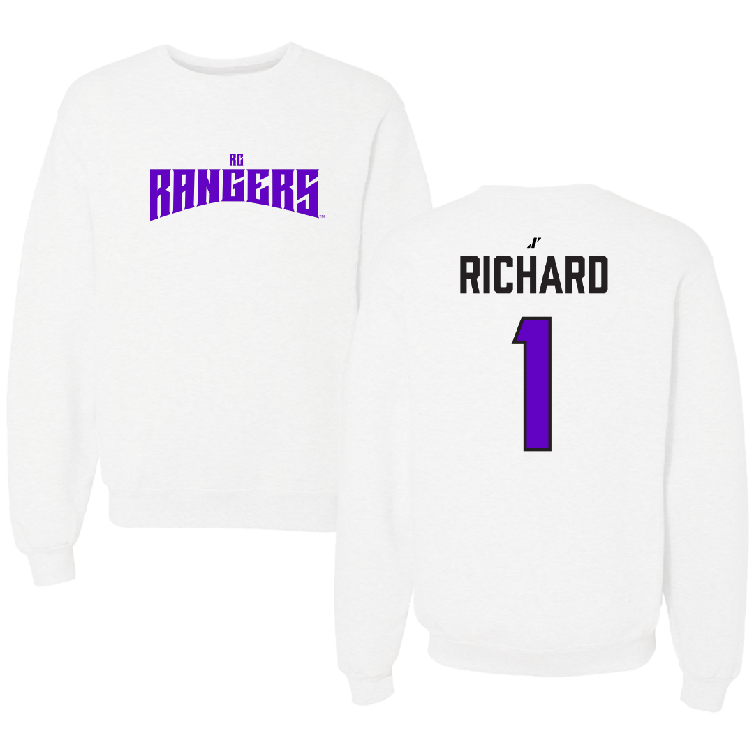 Ranger College Baseball White Classic Crewneck - #1 Reid Richard