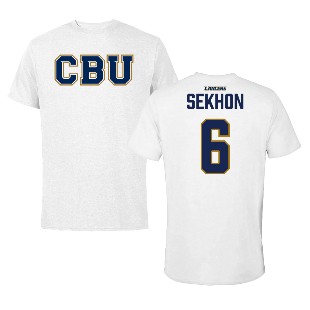 California Baptist University Soccer (W) White Performance Tee - #6 Ryeesa Sekhon
