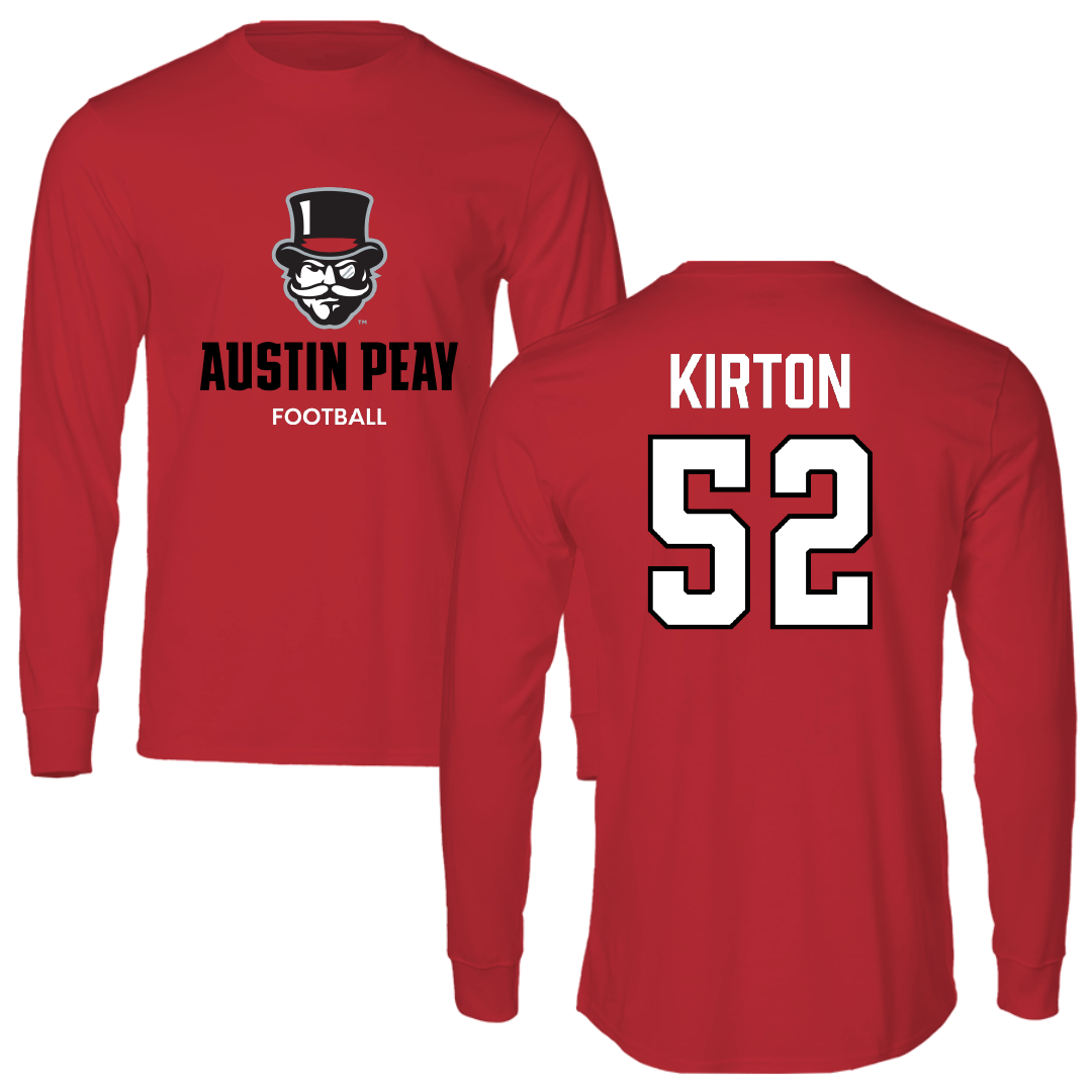 Austin Peay State University Football Red Mascot Performance Long Sleeve - #52 Chandler Kirton