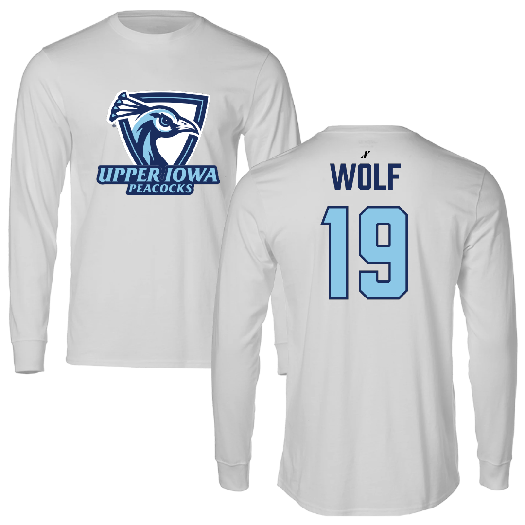 Upper Iowa University Soccer (W) Light Gray Performance Long Sleeve - #19 Catherine Wolf
