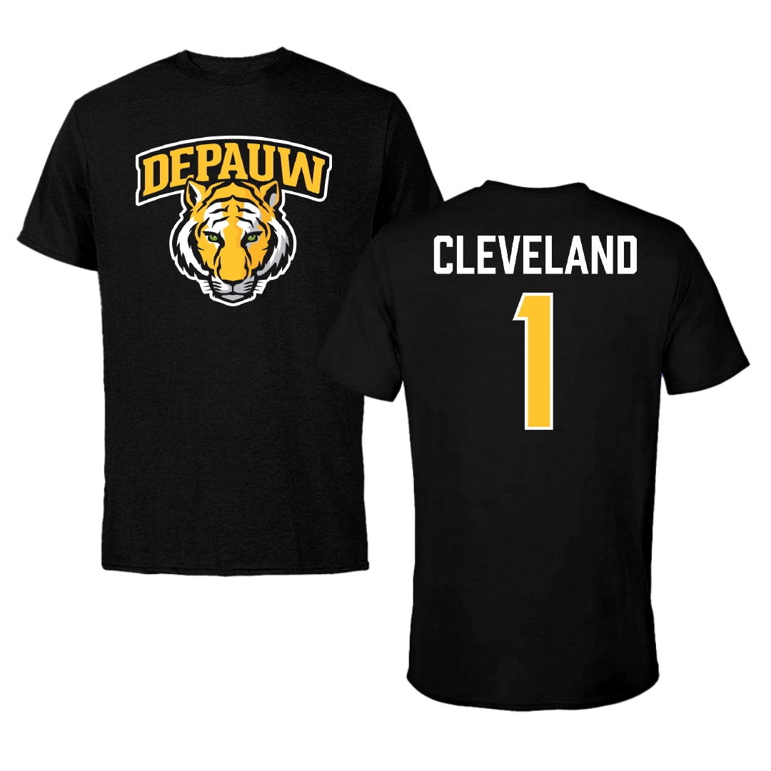 DePauw University Lacrosse Black Performance Tee - #1 Evan Cleveland