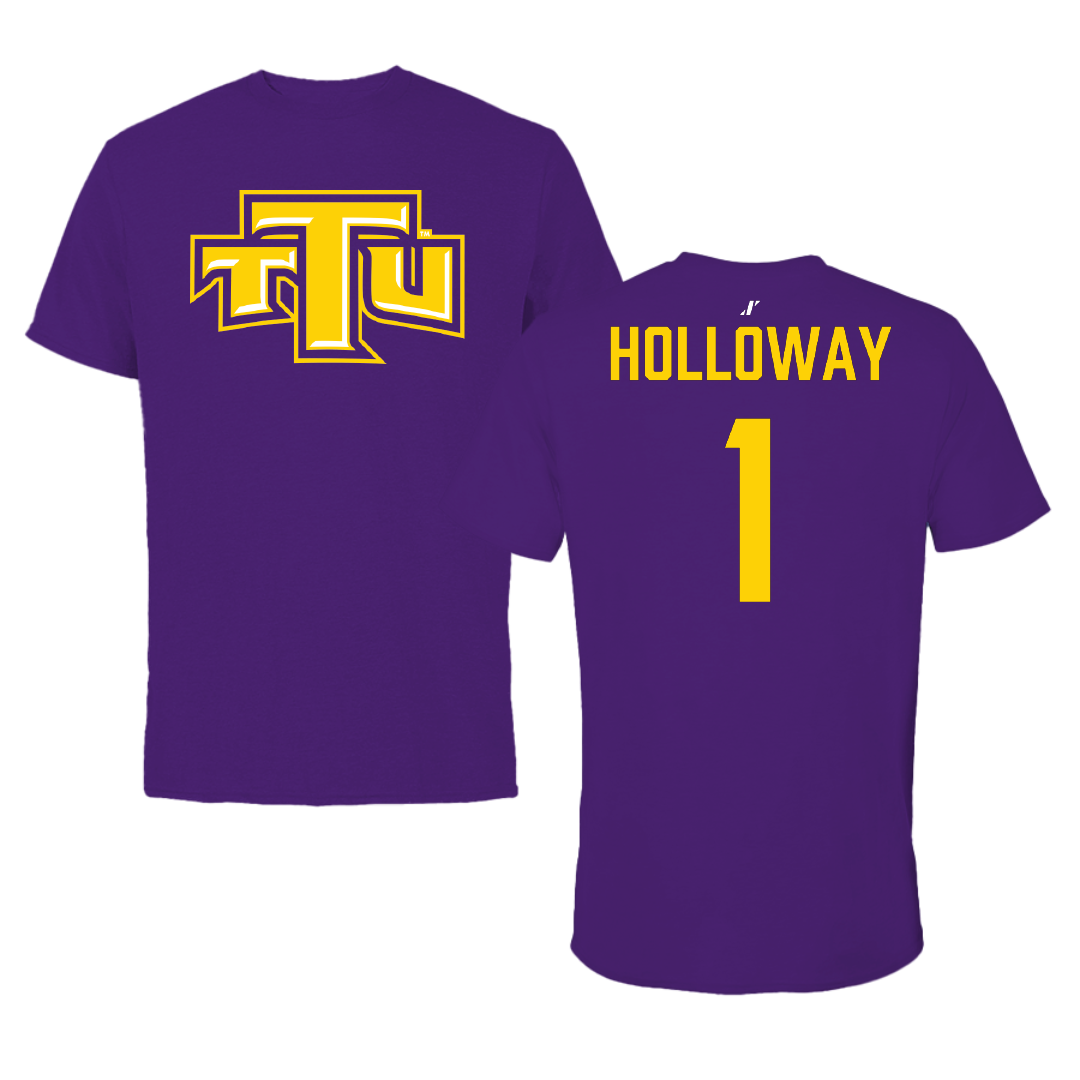 Tennessee Technological University Football Purple Performance Tee - #1 Tre Holloway