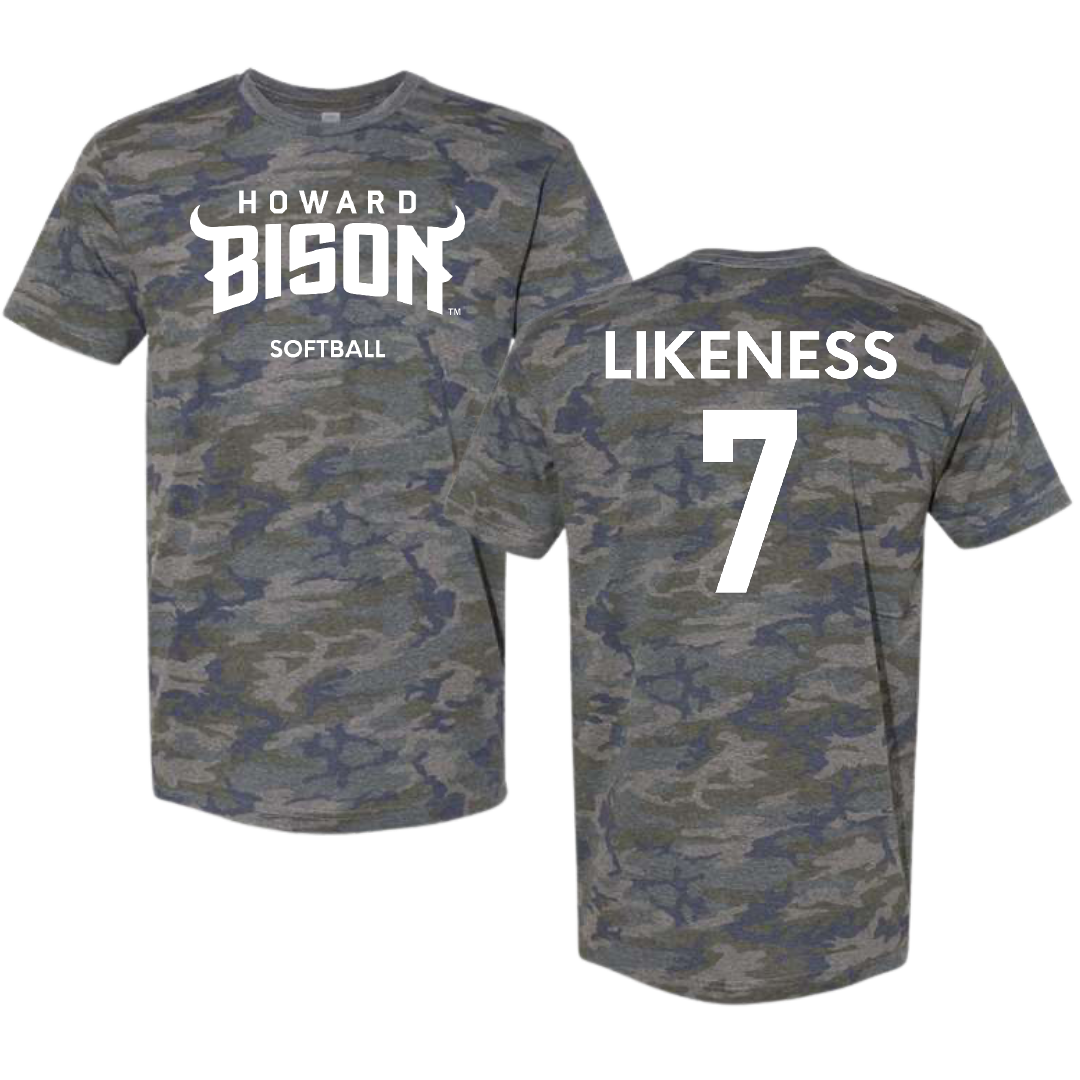 Howard University Softball Vintage Camo Tee - #7 Caydence Likeness