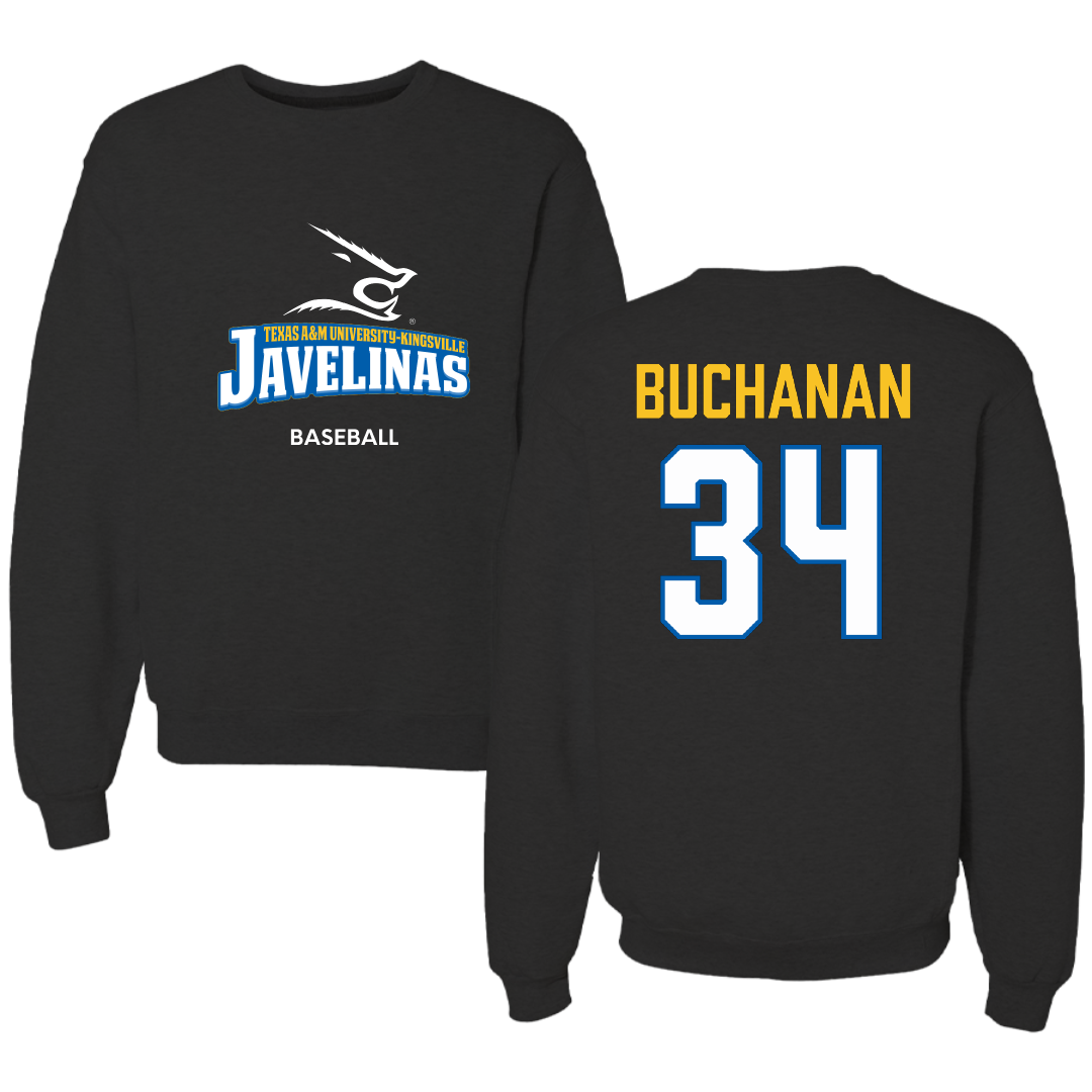 Texas A&M University-Kingsville Baseball Black Crewneck - #34 Brian Buchanan