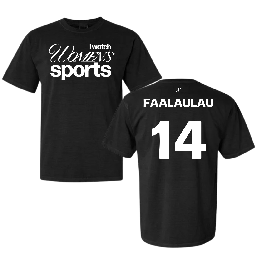 Basketball (W) Black WHM Comfort Colors Tee - #14 Malo Faalaulau