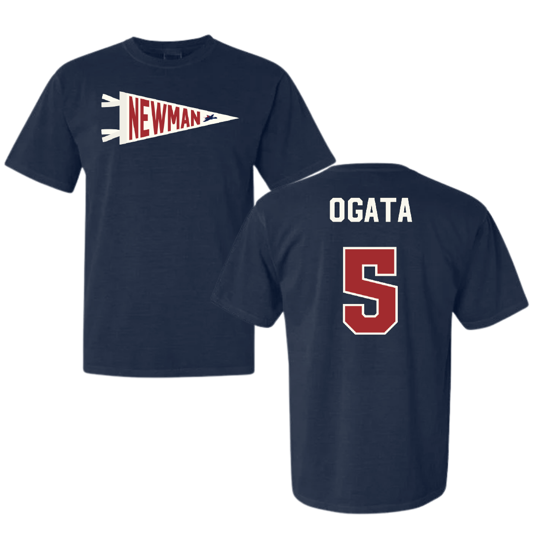 Newman University Bowling Navy Pennant Comfort Colors Tee - #5 Kalin Ogata