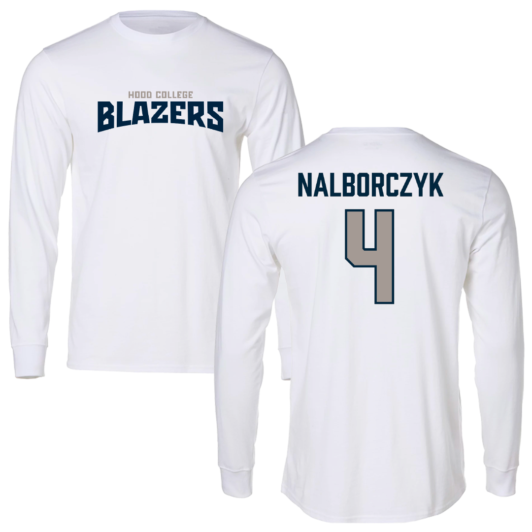 Hood College Lacrosse White Classic Performance Long Sleeve - #4 Madison Nalborczyk
