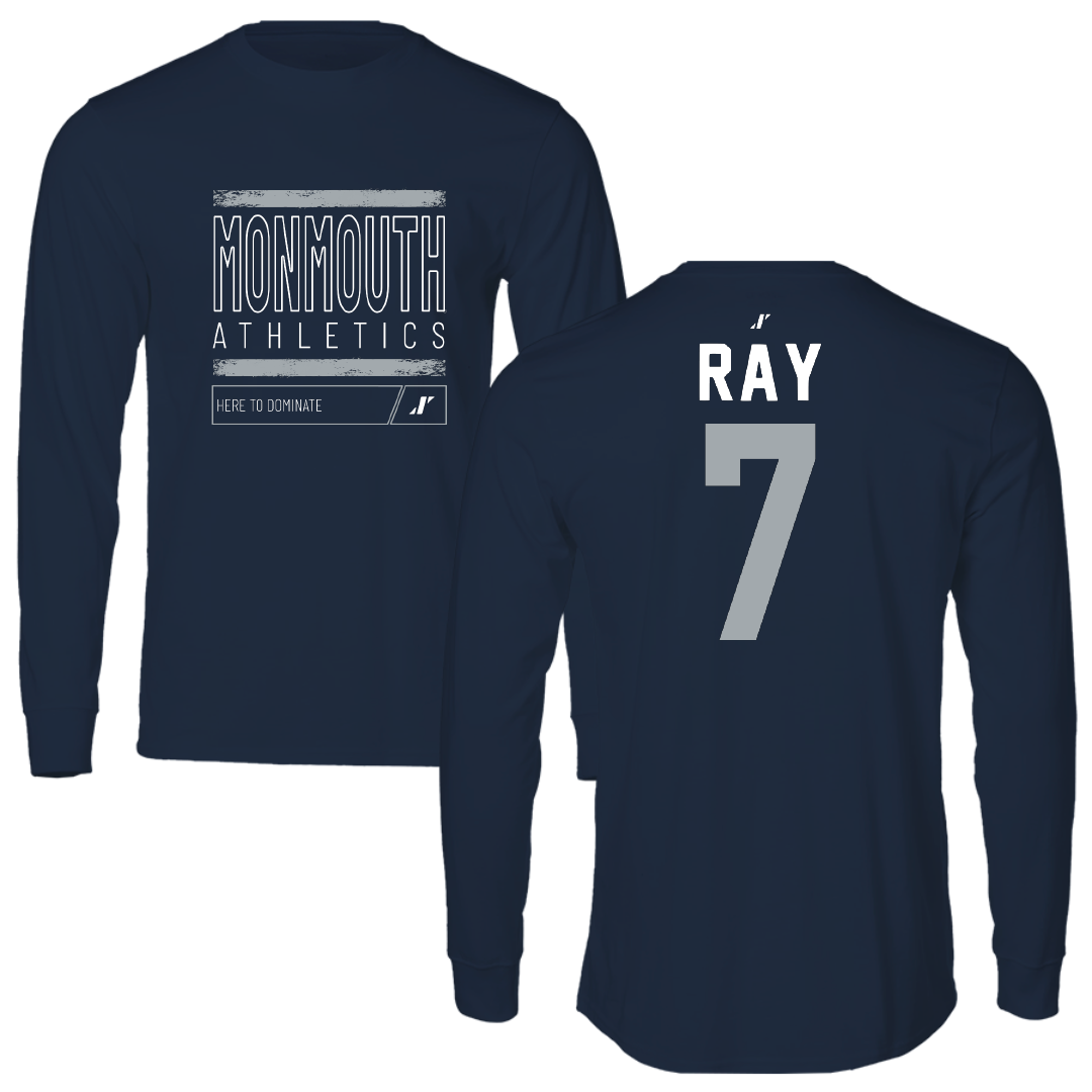 Monmouth University Basketball Navy Dominate Performance Long Sleeve - #7 Justin Ray