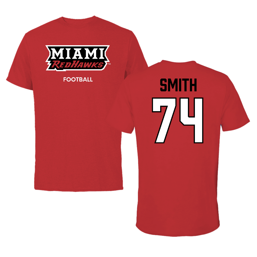 Miami University (Ohio) Football Red Tee - #74 Gregory Smith