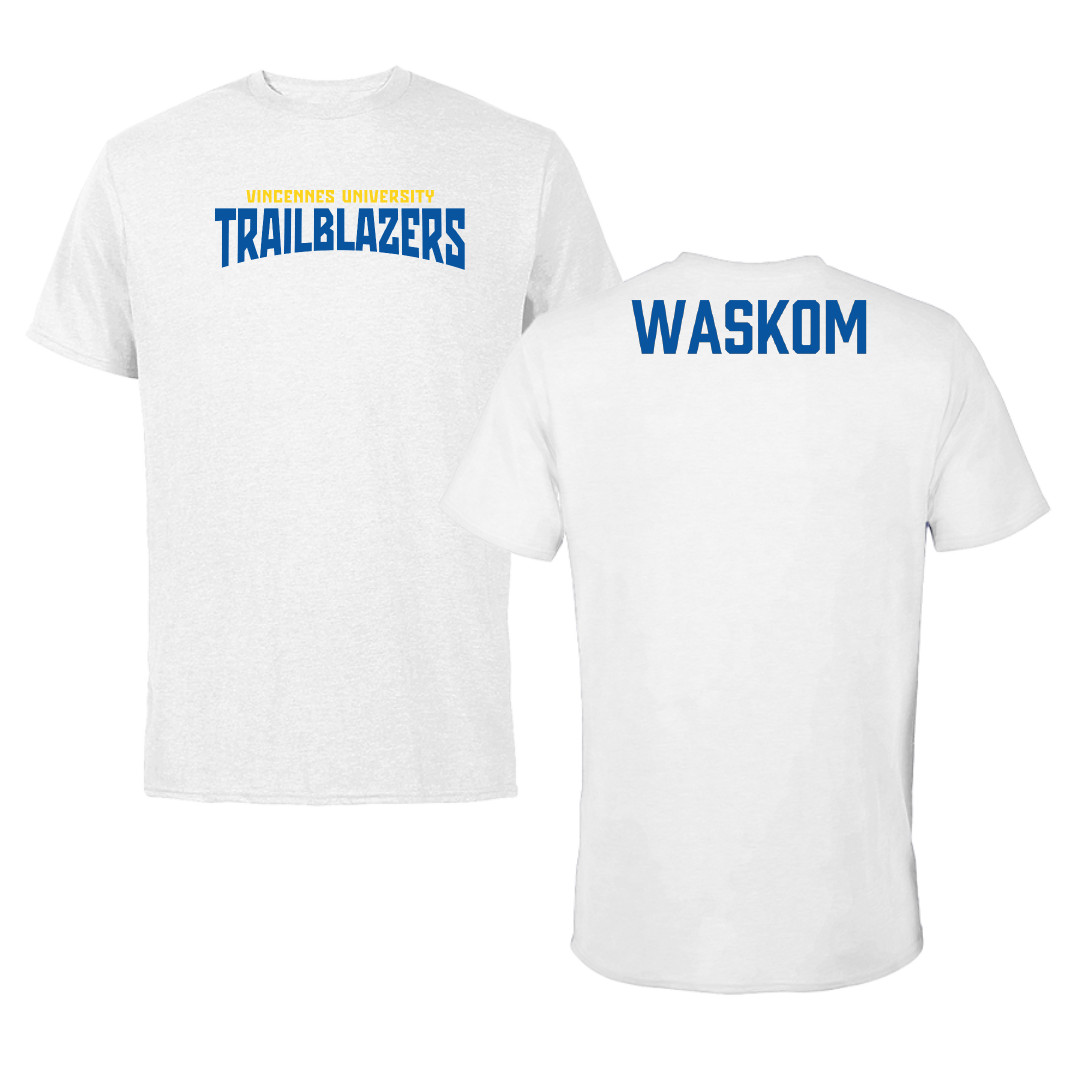 Vincennes University Bowling (M) White Classic Performance Tee - Dakota Waskom