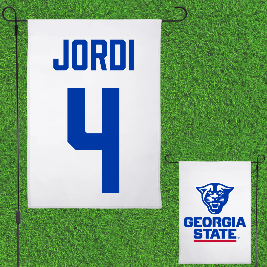 Georgia State University Baseball White Garden Flag - #4 Noah Jordi