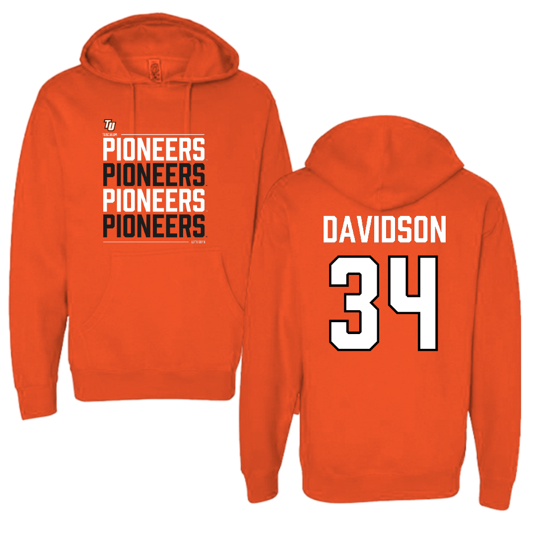 Tusculum University Baseball Orange General Hoodie - #34 Nate Davidson
