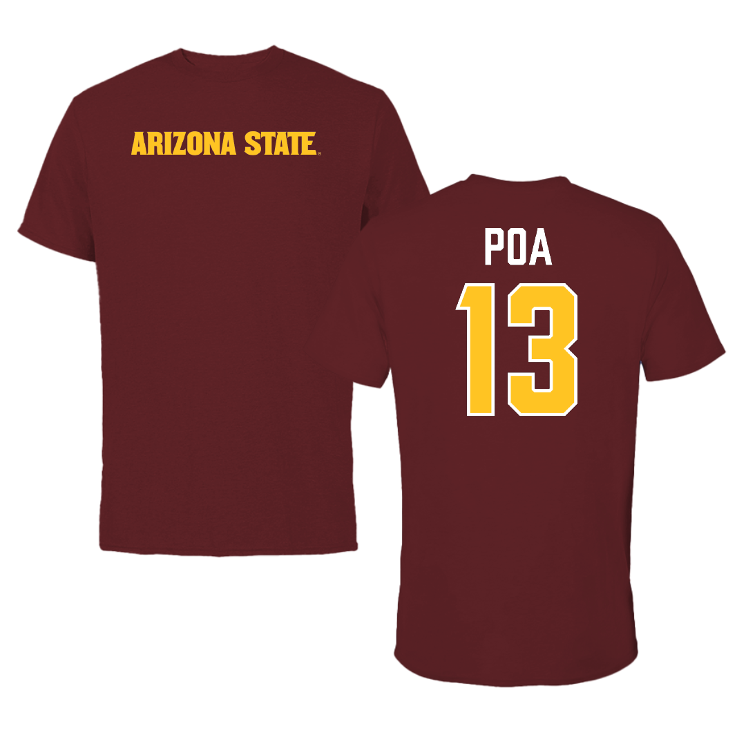 Arizona State University Basketball (W) Maroon Tee - #13 Last-Tear Poa