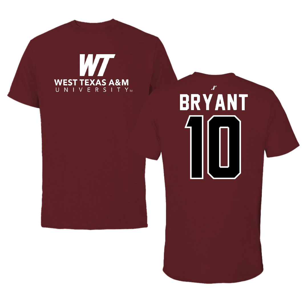 West Texas A&M University Football Maroon Performance Tee - #10 Tej Bryant