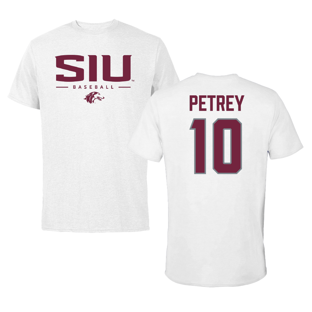 Southern Illinois University at Carbondale Baseball White Performance Tee - #10 Dylan Petrey