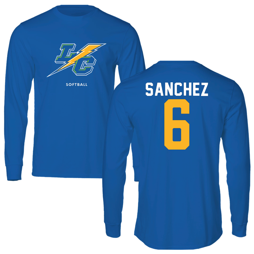 Lehman College Softball Blue Block Long Sleeve - #6 Patria Sanchez