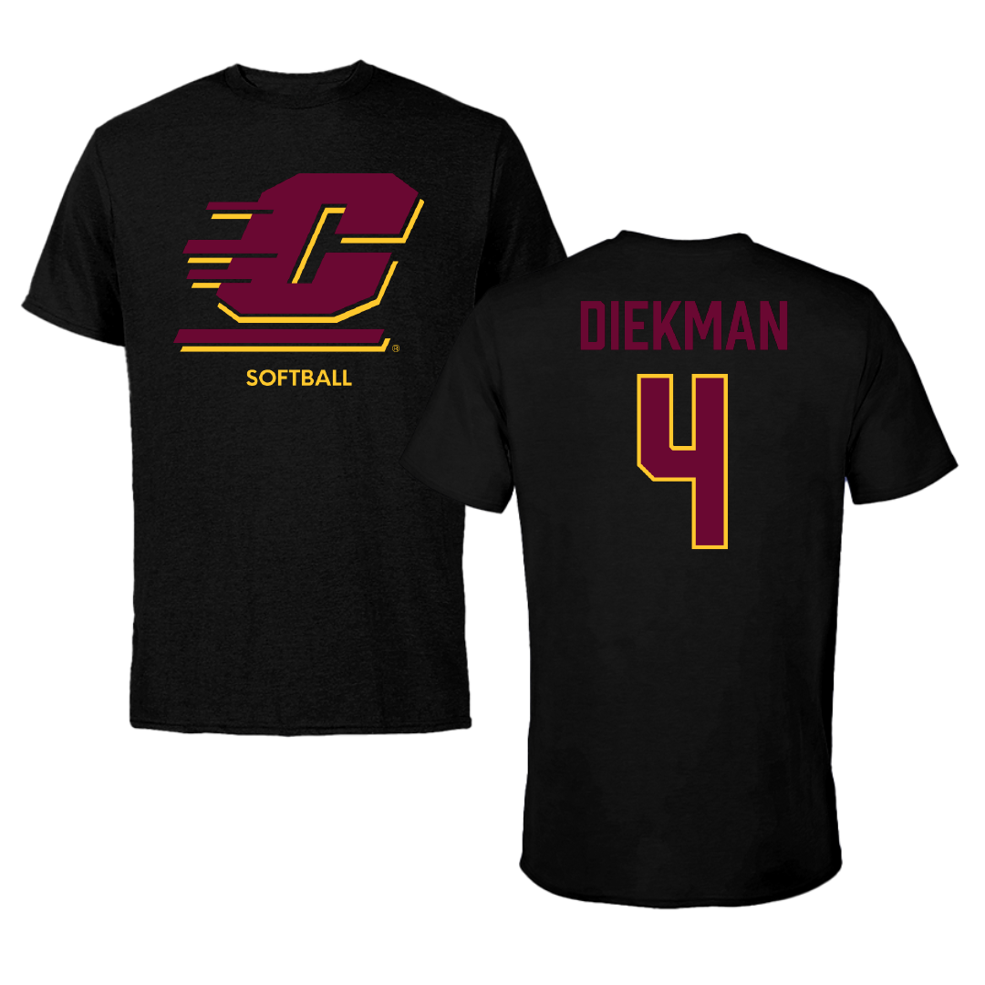 Central Michigan University Softball Black Tee - #4 Maddison Diekman