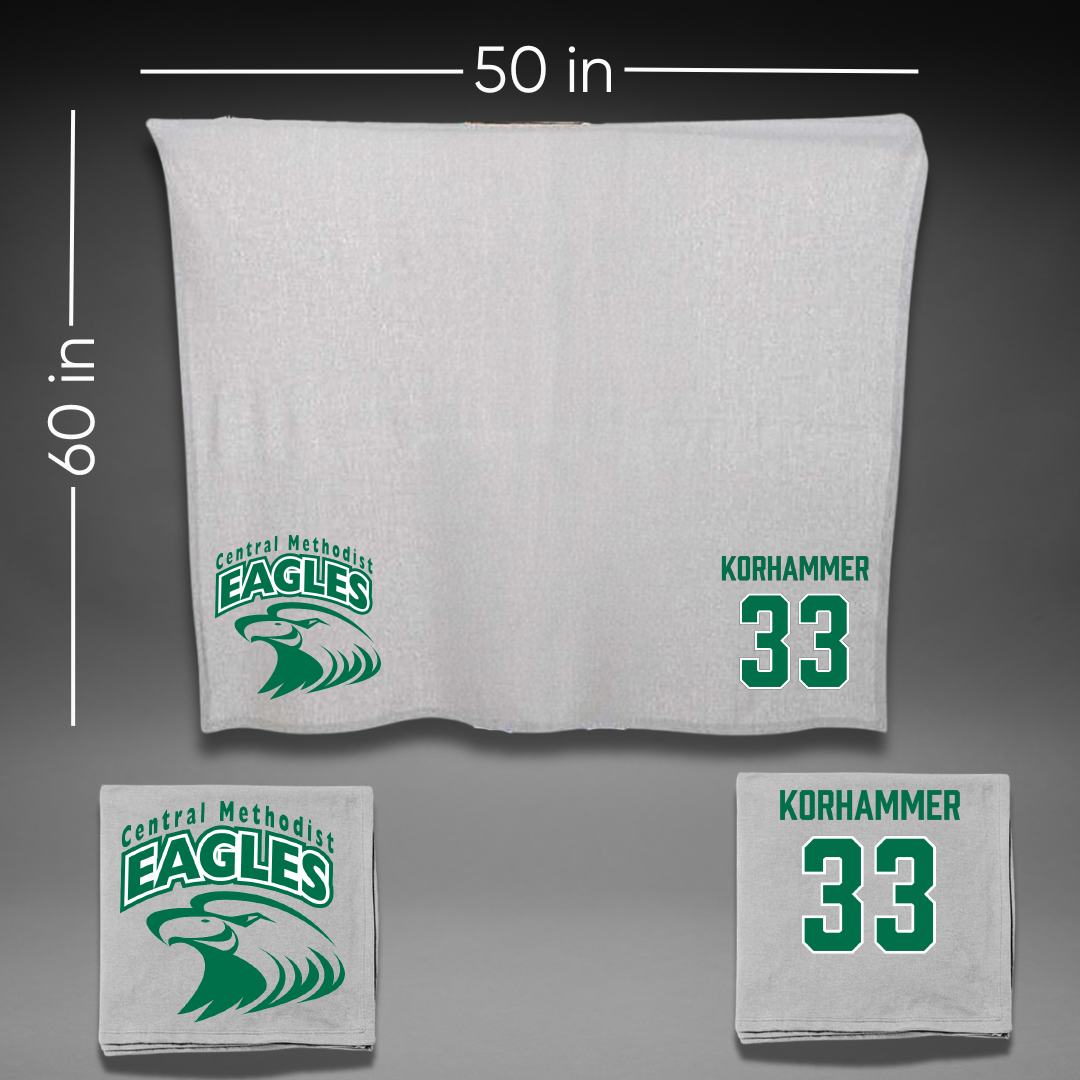 Central Methodist University Baseball Gray Blanket - #33 Ayden Korhammer